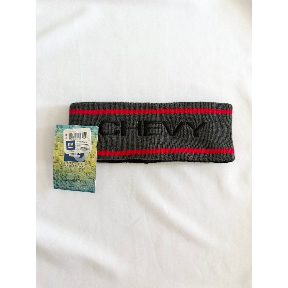 GM Licensed Chevrolet branded gray and red knit headband ear warmer